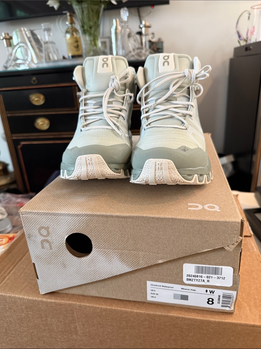 On Waterproof Hiking Shoes in Sage Green